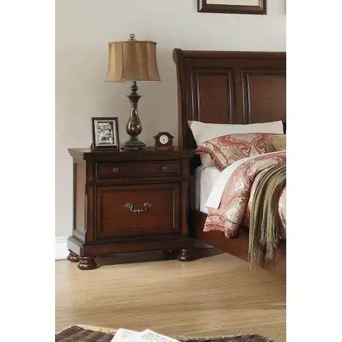 Traditional Formal Look Cherry Finish 1pc Nightstand Storage Space Bedside Table Plywood Veneer Bedroom Furniture