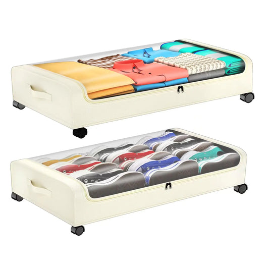 Under Bed Storage Under the Bed Storage Containers with Wheels Under Bed Shoe Storage Organizer with Storage Bags Rolling Underbed Storage Containers for Bedroom Clothes Shoes