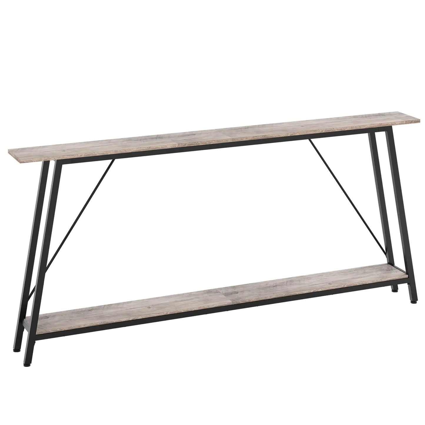 YATINEY 71" Console Table Narrow Entryway Table Extra Long Sofa Tables Industrial Hallway Table for Entryway 2-Layer Console Sofa Table Behind Couch Greige and Black CT18BG