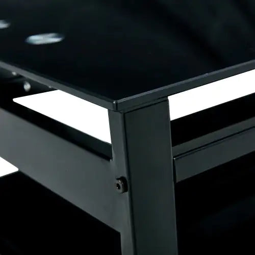 Glass Lift Top Coffee Table, Modern Simple 2-Layer Tempered Glass Coffee Table For Living Room, Black