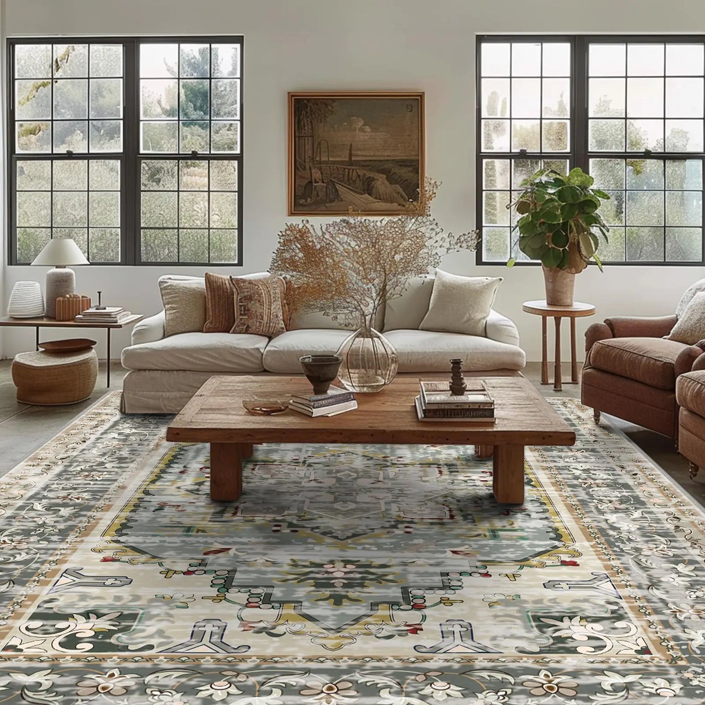 Area Rug 9x12 Living Room - Machine Washable Rug Large Floor Carpet for Bedroom Dining Room Home