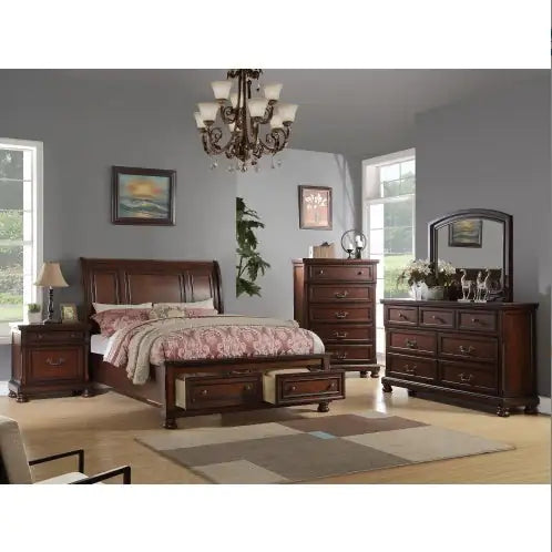 Traditional Formal Look Cherry Finish 1pc Nightstand Storage Space Bedside Table Plywood Veneer Bedroom Furniture