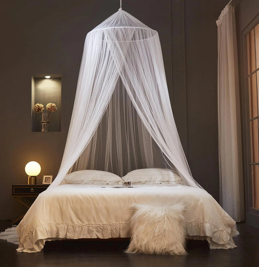 Mengersi Bed Canopy Mosquito NetCanopy Bed Curtains for Twin Full Queen King Size BedDome Mosquito Netting Bed Tent for Indoor OutdoorKid Bed and Adult Beds-White