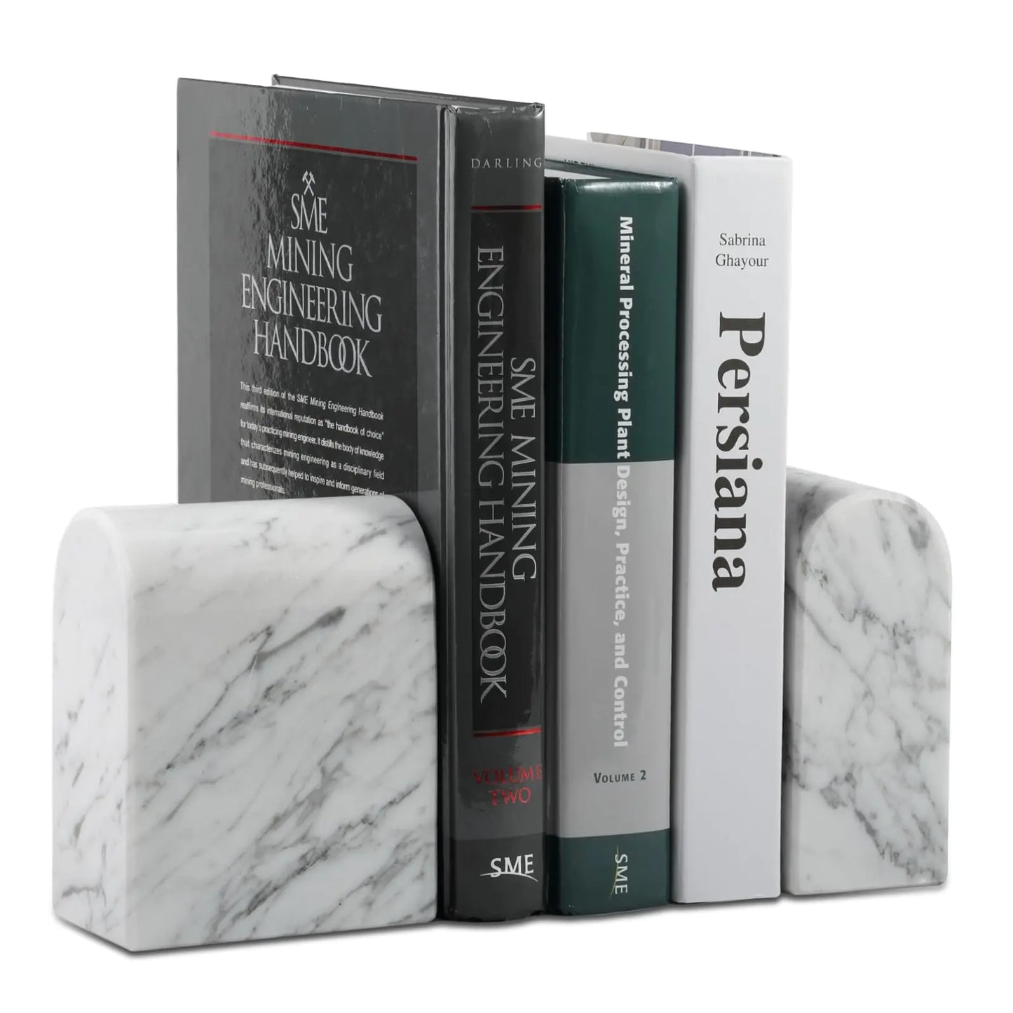 Koville Natural Italian Marble Bookends for Shelves Book Ends for Heavy Books 13LBS Ultra Heavy Duty Book Holders Triumphal Arch Bookends Office Bookshelf Decor for CDs/Video Games(Bianco Carrara)