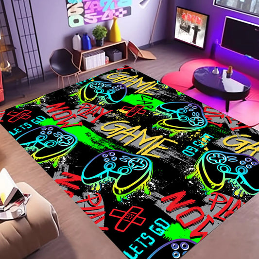 Osimiccp Gamer Rug for Boys Room 5x7 Non-Slip Gaming RugCool Graffiti Gaming Carpet for Bedroom Living Room Game Room Rug Decor