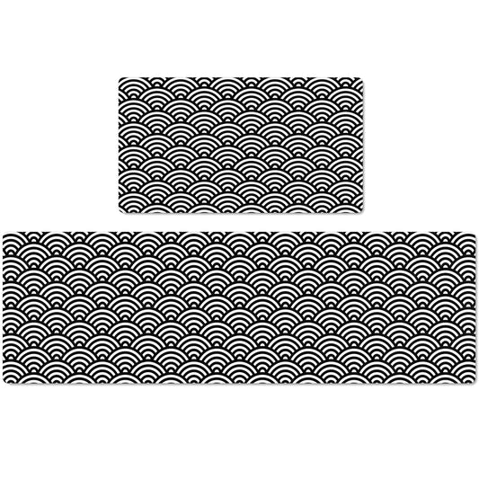 Kitchen Mats for Floor Kitchen Rugs Set of 2 Cushioned Anti Fatigue Kitchen Runner Rugs Absorbent Non Slip Floor Rug Kitchen Home Decor Mat for Kitchen 17 in x 30 in & 17 in x 59 in Fan Shape