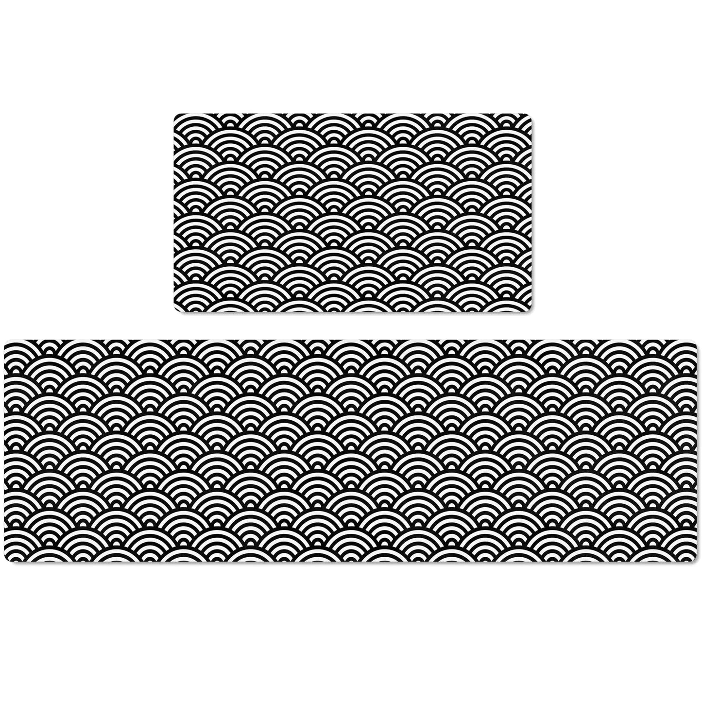 Kitchen Mats for Floor Kitchen Rugs Set of 2 Cushioned Anti Fatigue Kitchen Runner Rugs Absorbent Non Slip Floor Rug Kitchen Home Decor Mat for Kitchen 17 in x 30 in & 17 in x 59 in Fan Shape