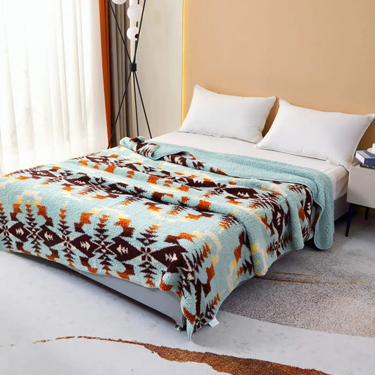 UKELER Large Bohemian Bed Blankets 80 × 90 Ultra Soft Aztec Bed Blanket for All Season Cozy Plush Bohemian Throw Blanket for Bed/Couch/Sofa/Office/Camping