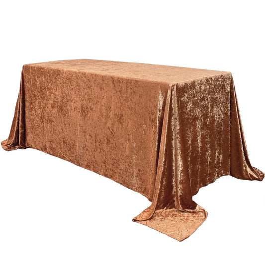 YOUR CHAIR COVERS - 90 x 132 Inch Rectangular Crushed Velvet Tablecloth for 6 ft. Rectangular Tables Wedding Party Dining Banquet and Events - Terracotta
