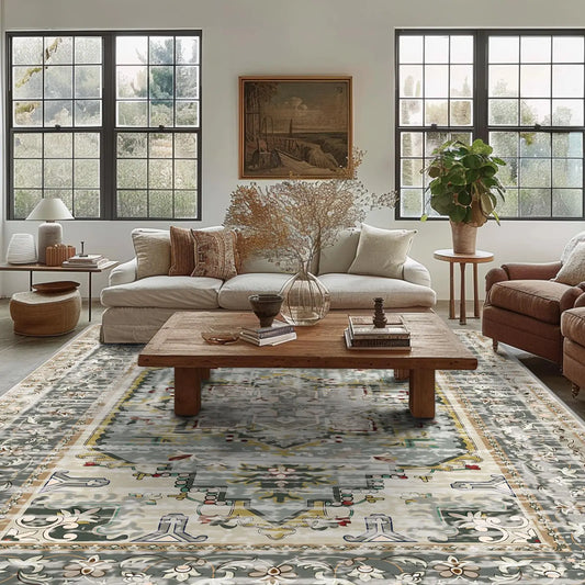 Area Rug 9x12 Living Room - Machine Washable Rug Large Floor Carpet for Bedroom Dining Room Home