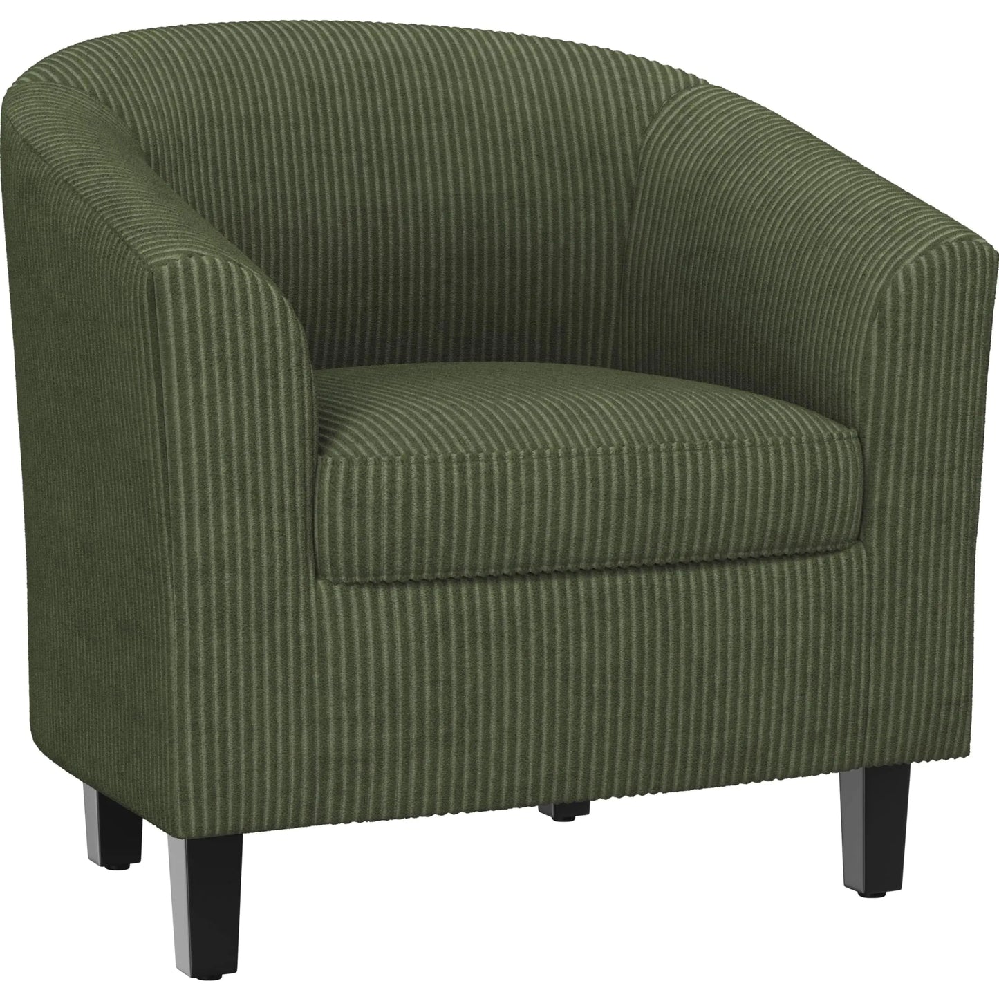 Yaheetech Corduroy Barrel Chair Upholstered Club Chair Accent Chair Round Armchair Waiting Room Chair with Soft Cushion for Living Room Bedroom Reading Room Dark Green