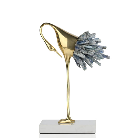 suruim Gold Decor AccentsBrass Birds Statues Gold Home Decor Modern Crystal Decor Ornaments for Living Room Bedroom Office Desktop Cabinets (Blue C)